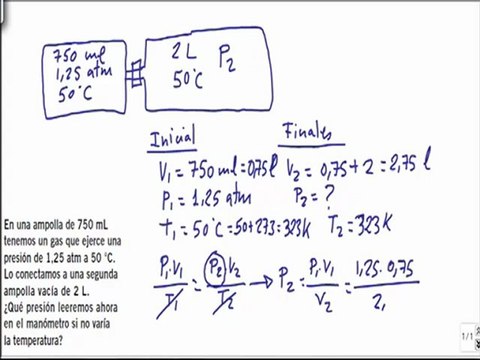 Quimica 1º bachillerato leyes de gases ideales ejercicio 10