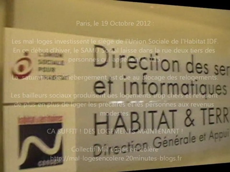 Logements "sociaux" trop chers et hébergements saturés : des mal-logés occupent l'AORIF