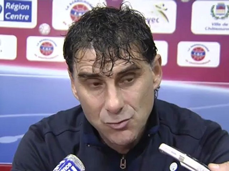 Conférence de presse Châteauroux - GFC Ajaccio : Didier THOLOT (LBC) - Jean-Michel  CAVALLI (GFCA) - saison 2012/2013