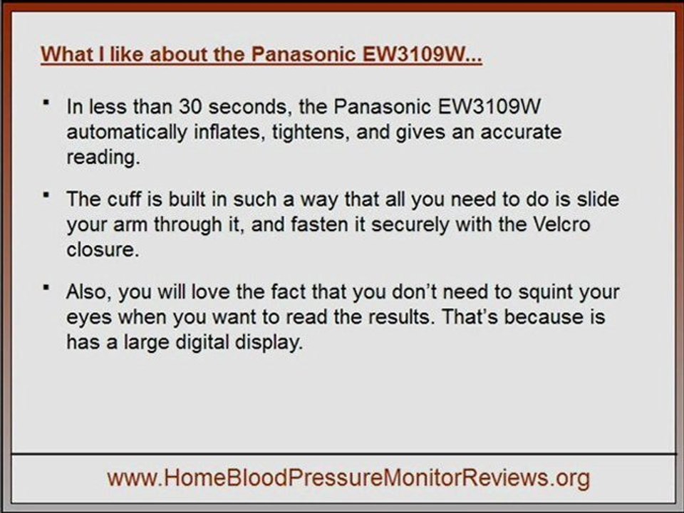 Panasonic EW3109W Blood Pressure Monitor Review