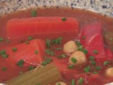 How to Make a Winter Soup with Carrots, Peas, Tomatoes and Celery
