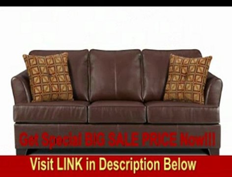 BEST BUY Simmons Upholstery Umber Brown Soft Leather Queen Size Sofa Sleeper