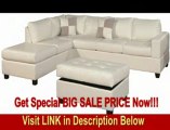 BEST BUY Bobkona Soft-touch Reversible Bonded Leather Match 3-Piece Sectional Sofa Set, Cream