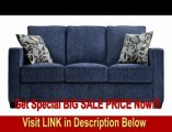 Handy Living Pierre Sofa Federal Blue with Brown Modern Leaf Pillows FOR SALE