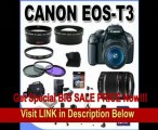 Canon EOS Rebel T3 12.2 MP CMOS Digital SLR with Canon 18-55mm IS II Lens and Canon 55-250 IS Lens (Black)  58mm 2x Telephoto lens   58mm Wide Angle Lens (4 Lens Kit!!!) W/32GB SDHC Memory  2 Extra Batteries AC/DC Charger  UV Filters 3 Piece Filter K