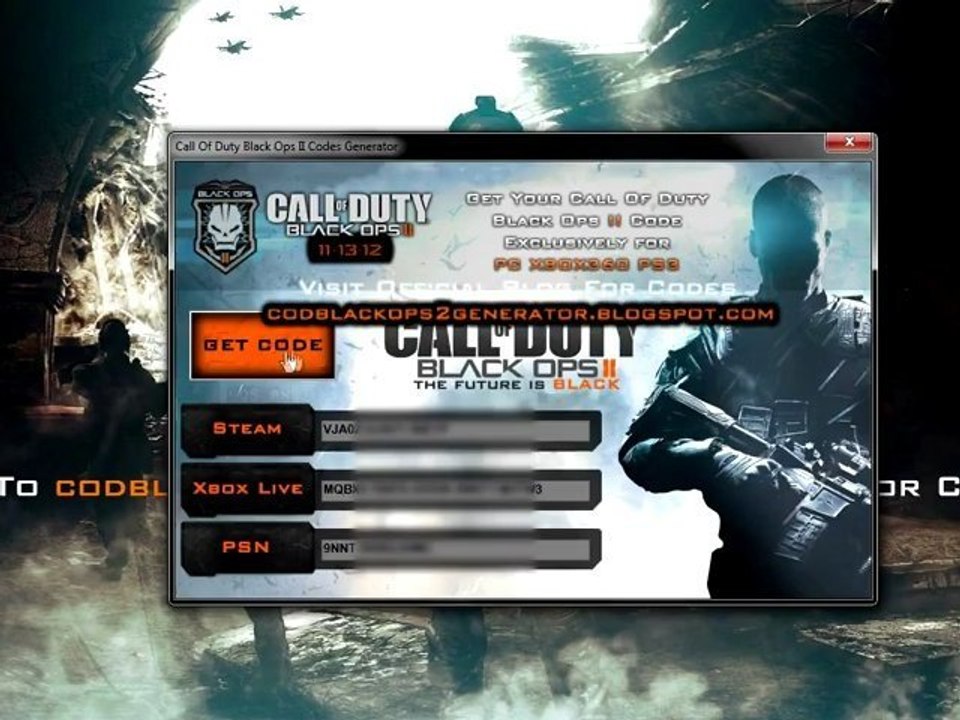 Call Of Duty Black Ops 2 codes to use for xbox live