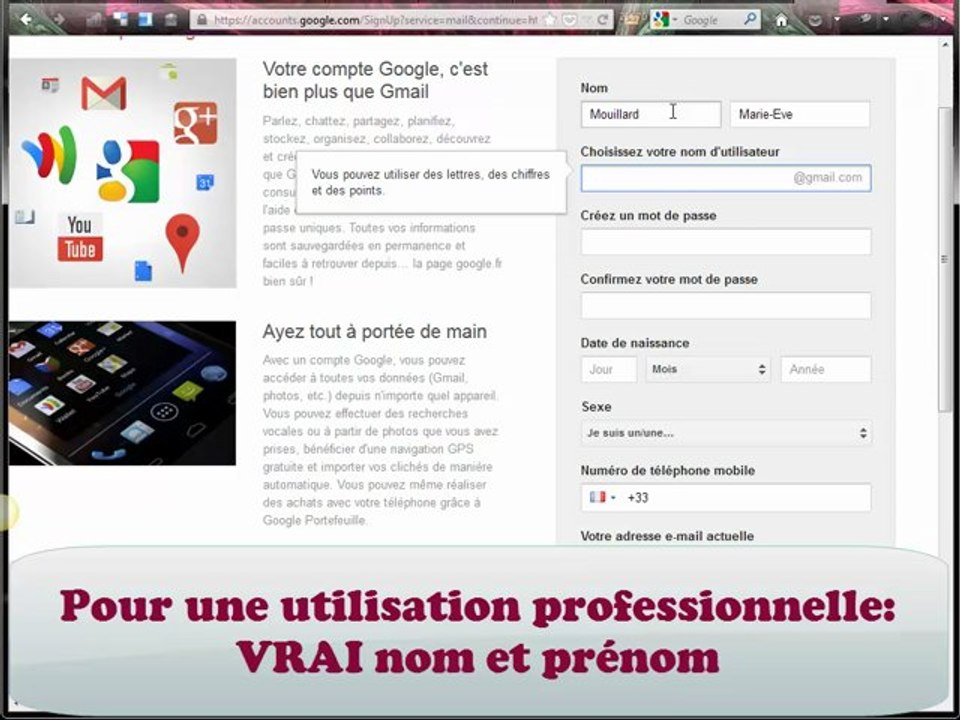 Créer un compte Gmail un 1 minute