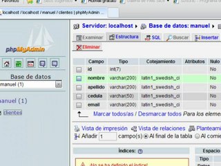 Creación de Base de Datos en servidor local.