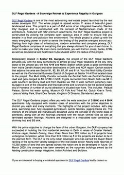 DLF Regal Gardens - A Sovereign Retreat to Experience Regality in Gurgaon