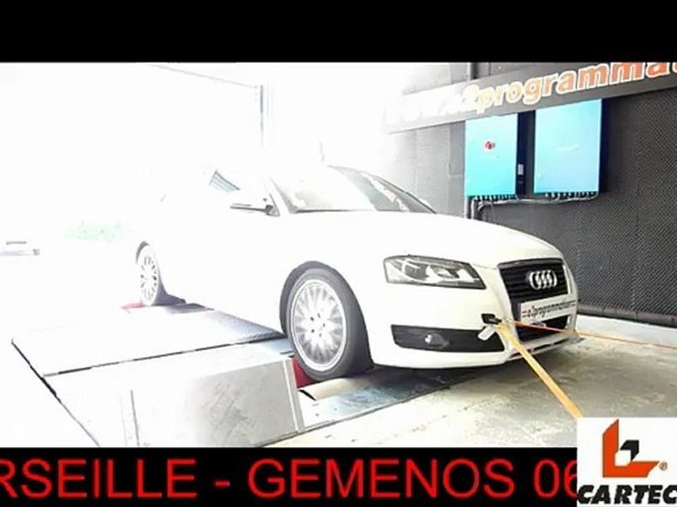 ::: o2programmation ::: reprogrammation moteur sur banc de puissance Cartec, Audi A3 TDI 140 chevaux o2 Marseille - gemenos