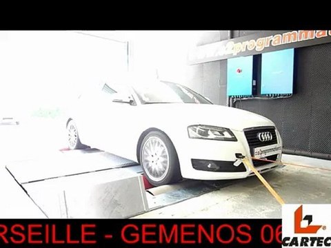 ::: o2programmation ::: reprogrammation moteur sur banc de puissance Cartec, Audi A3 TDI 140 chevaux o2 Marseille - gemenos