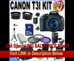 Canon EOS Rebel T3i 18 MP CMOS Digital SLR Camera and DIGIC 4 Imaging with EF-S 18-55mm f/3.5-5.6 IS Lens  58mm 2x Telephoto lens   58mm Wide Angle Lens (3 Lens Kit!!!!!!) W/32GB SDHC Memory  Extra Battery/Charger   3 Piece Filter Kit   Full Size Tri