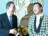 Psy and UN chief Ban Ki-moon do Gangnam Style dance at UN
