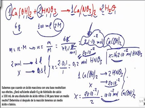 Quimica 1º bachillerato reacciones quimicas ejercicio 10