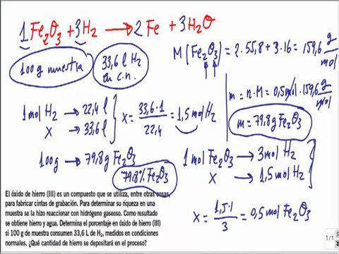 Quimica 1º bachillerato reacciones quimicas ejercicio 7