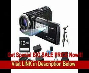 Sony HDR-PJ260V High Definition Handycam 8.9 MP Camcorder with 30x Optical Zoom, 16 GB Embedded Memory and Built-in Projector + 16GB High Speed SDHC Card + High Capacity Battery (Qty 2)+ Rapid AC/DC Charger + Full Sized Tripod + Table Tripod + More!