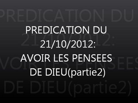 Prédication : avoir les pensées de Dieu