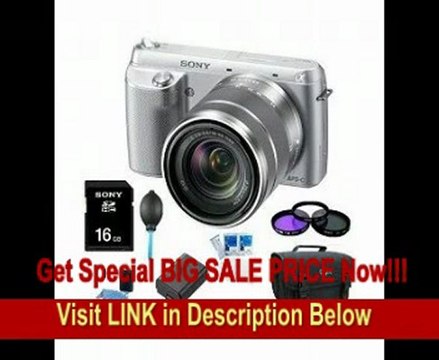 Sony NEX-F3K/S NEX-F3KS NEXF3KS NEXF3K NEX-F3K 16.1 MP Compact System Camera with 18-55mm Lens (Silver) ULTIMATE Bundle with Sony 16GB High Speed Card, Deluxe Filter Kit, Spare Battery, Padded Case + More