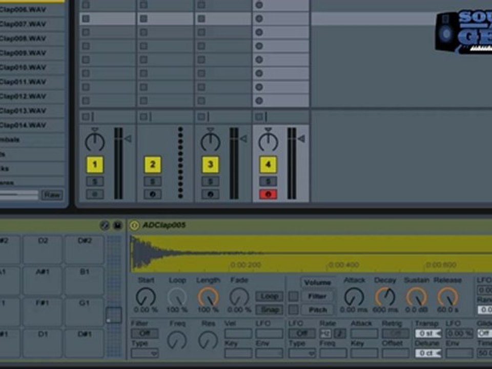 Ableton Live 8 - Set Drum Rack samples to oneshot by default