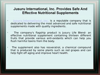 Jusuru Life Blend – A Highly Effective Nutritional Supplement From Jusuru International