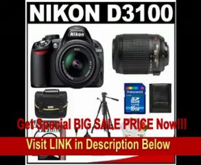 Nikon D3100 Digital SLR Camera & 18-55mm VR + 55-200mm VR Lens with 16GB Card + Filters + Case + Tripod + Accessory Kit