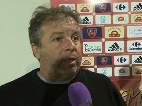Conférence de presse GFC Ajaccio - Chamois Niortais : Jean-Michel CAVALLI (GFCA) - Pascal GASTIEN (NIORT) - saison 2012/2013