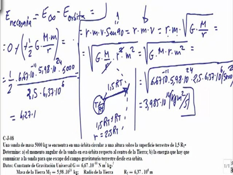 Campo gravitatorio 2º Bachillerato ejercicio 9