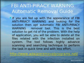 Delete FBI ANTI-PIRACY WARNING from your PC