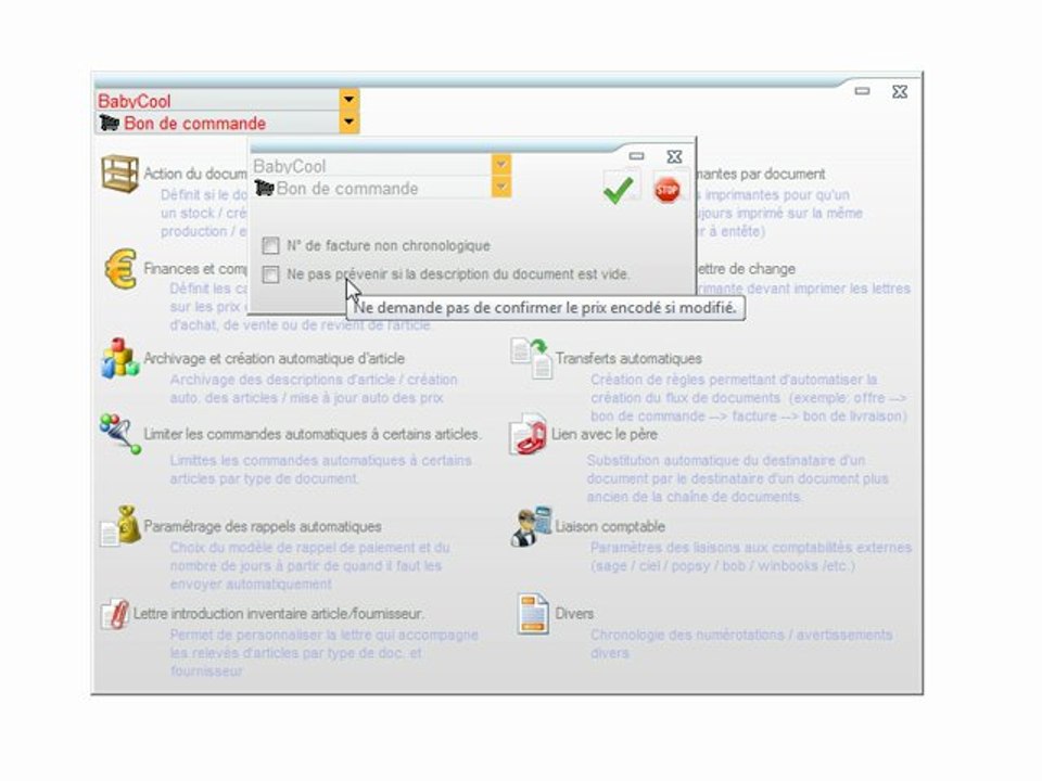 Documents - Optimizze: Divers - Comportement en détail - ERP - v16
