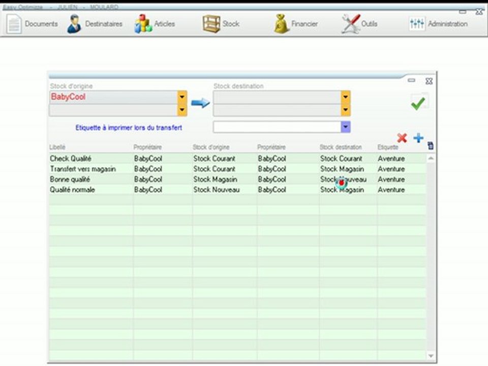 Stocks - Optimizze: Création de règle transfert de lot - Stock en détail - ERP - v16