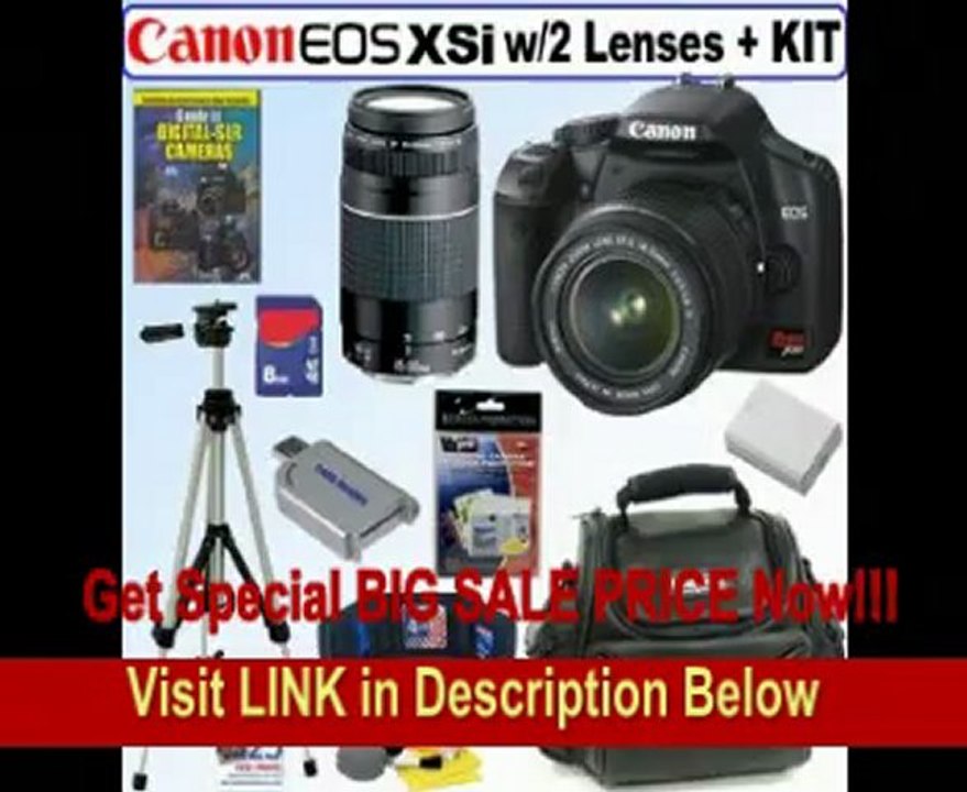 Canon Digital Rebel XSi 12MP Digital SLR Camera (Black) with EF-S 18-55mm f/3.5-5.6 IS Lens & EF 75-300mm f/4-5.6 III Deluxe Accessory Kit