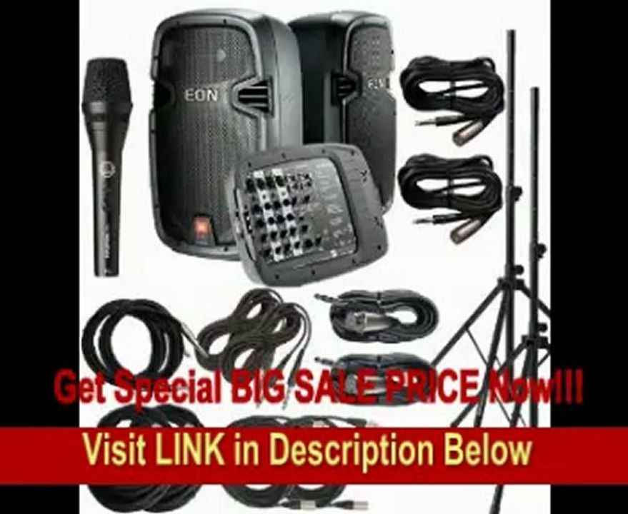 JBL EON210P EON 210P Powered Active PA System with 2 Stands, 1 AKG Microphone and Cabling Bundle REVIEW