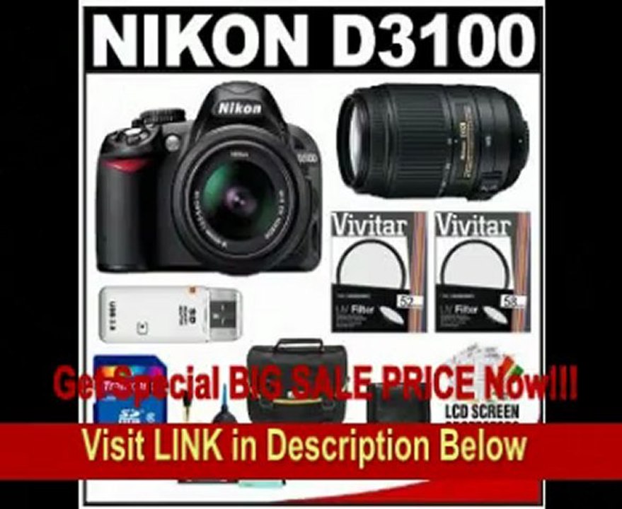 BEST BUY Nikon D3100  D3100 Digital SLR Camera & 18-55mm VR + 55-300mm VR Lens + 32GB Card + Filters + Case + Accessory Kit
