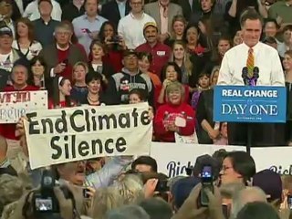 Romney heckled about climate change during rally