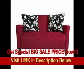 angelo:HOME Sutton Loveseat with 2 Black-and-White Vine-Patterned Pillows, Cherry Red REVIEW