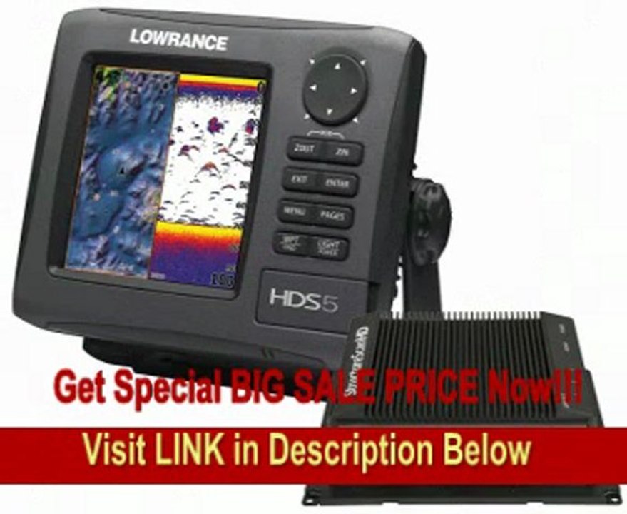 Lowrance HDS-5 GEN2 Plotter/Sounder, with 5-inch LCD, Lake Insight Cartography, LSS-2 StructureScan, and Two Transducers.