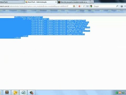 Projeto AtomTech no CMS Joomla! - 16 Criando Modulo Redes Sociais