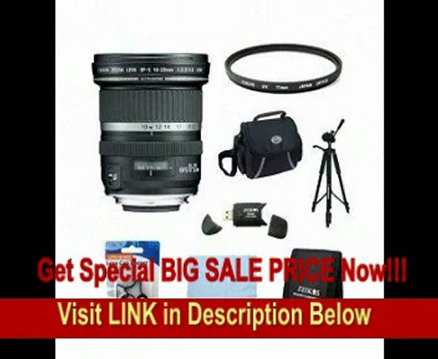 Canon EF-S 10-22mm f/3.5-4.5 USM SLR Lens for EOS Digital SLRs w/ 77mm Multicoated UV Protective Filter, Deluxe Bag, Lens Cap Keeper, Microfiber Cleaning Cloth, Memory Card Wallet, USB 2.0 Card Reader, Professional Tripod