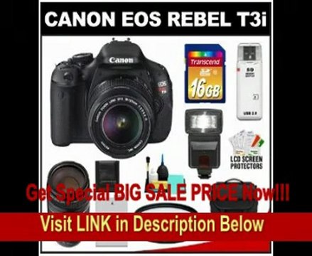 Canon EOS Rebel T3i 18.0 MP Digital SLR Camera Body & EF-S 18-135mm IS Lens with 75-300mm III Lens + 16GB Card + Battery + Case + (2) Filters + Flash + Cleaning Kit