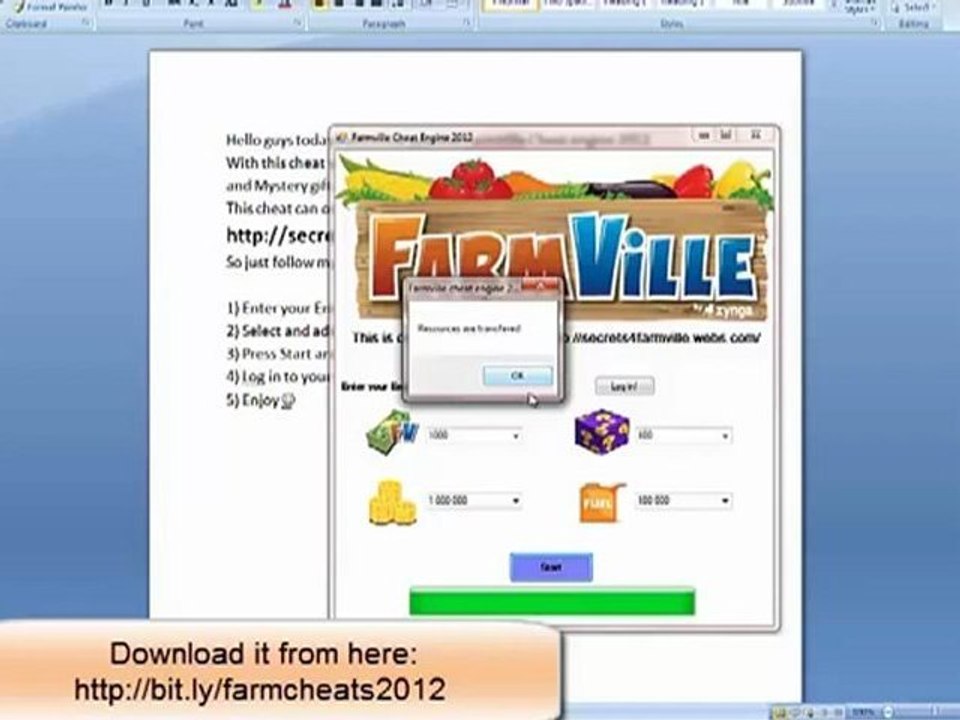 Farmville cheat hack - farm cash money - FREE Download , Updated November 2012