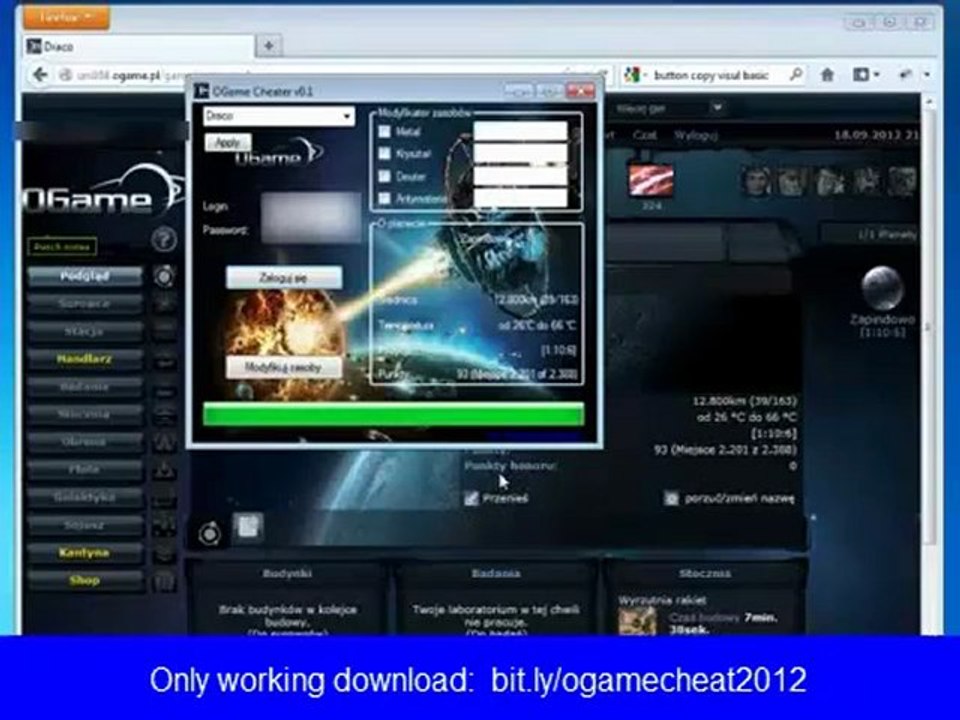 Ogame cheat - resource hack (FREE Download) , Updated November 2012