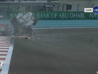 Formula 1 Abu Dhabi 2012 Huge crash Rosberg Karthikeyan