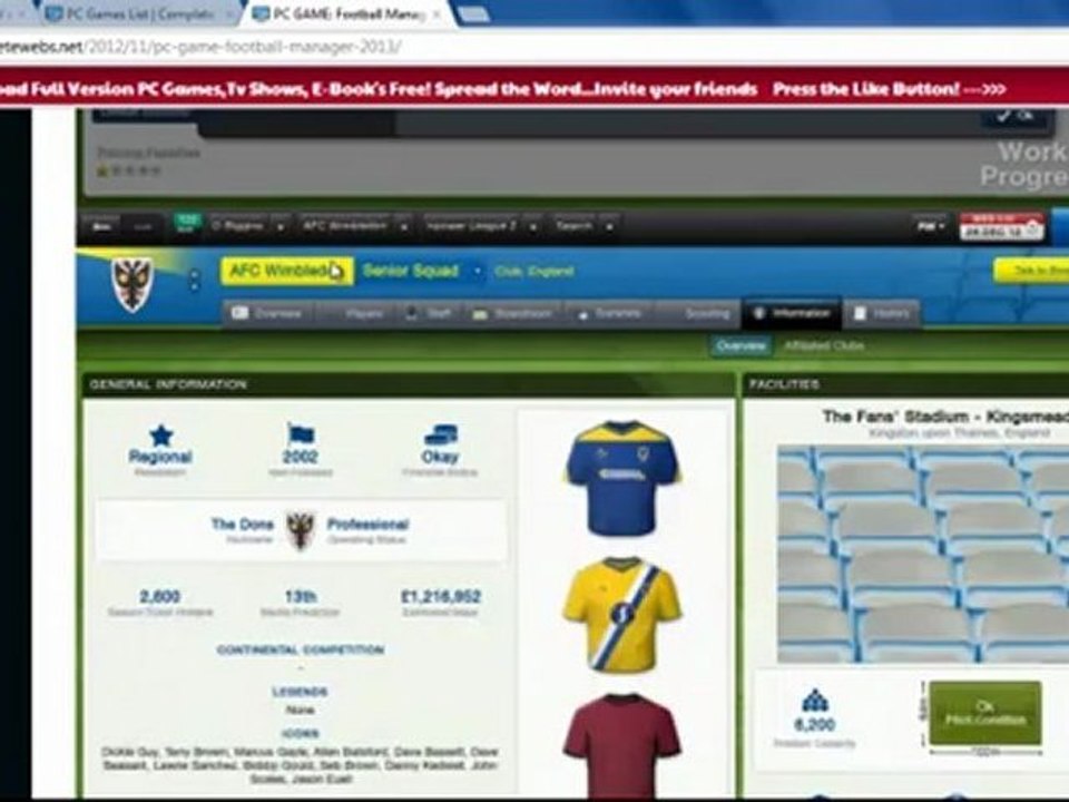 Football Manager 2013 PC Game Download Full Version Free! with CRACK ,No Torrents