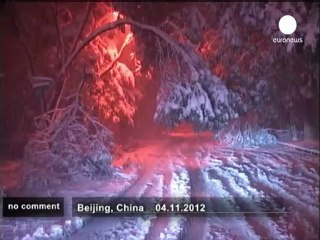 Snow falls heavily on Beijing - no comment