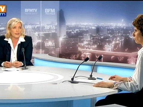 BFM Politique : l'After RMC, Marine Le Pen répond aux questions de Véronique Jacquier