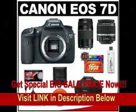 BEST PRICE Canon EOS 7D Digital SLR Camera Body + Canon 18-55mm IS Lens + Canon 75-300mm III Lens + 16GB Card + Canon 2400 DSLR Gadget Bag Case + Accessory Kit
