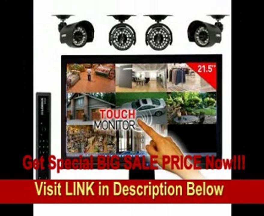 SPECIAL DISCOUNT Lorex Edge LH328501C4T22B 8-Channel DVR and 21.5-Inch Touch Screen Monitor with Internet, 3G Mobile Viewing and 4 Security Cameras