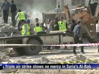 Triple air strike shows no mercy in Syria's Al-Bab