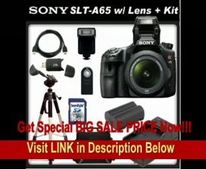 SPECIAL DISCOUNT Sony a (alpha) SLT-A65V (A65) - Digital camera - SLR - 24.3 Mpix - Sony DT 18-55mm lens - SSE Package: Wireless Remote, Full Size Tripod, Replacement FM500H Battery, Rapid Travel Charger, 16GB SDHC Memory Card, Card Reader, Carrying Case,