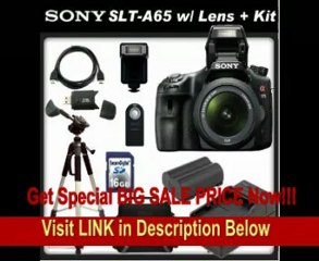 BEST PRICE Sony a (alpha) SLT-A65V (A65) - Digital camera - SLR - 24.3 Mpix - Sony DT 18-55mm lens - SSE Package: Wireless Remote, Full Size Tripod, Replacement FM500H Battery, Rapid Travel Charger, 16GB SDHC Memory Card, Card Reader, Carrying Case, HDMI